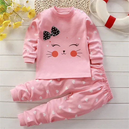 Vista 3 de Dkygxwt Conjunto de camisetas y pantalones de manga larga con estampado de gato para niñas de 0 a 9 años