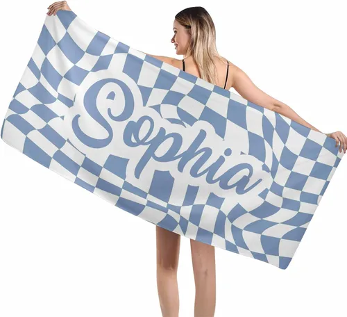Vista 28 de MyPupSocks Toallas de playa para niñas, toallas personalizadas de teñido anudado con nombres para niños y adultos, toallas de playa personalizadas