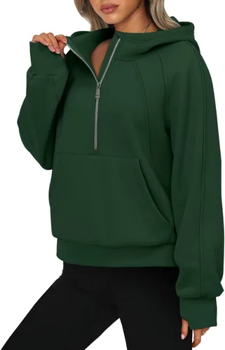 Vista 4 de BETTE BOUTIK Sudaderas con capucha atléticas con media cremallera para mujer, con forro polar, ropa de invierno 2023