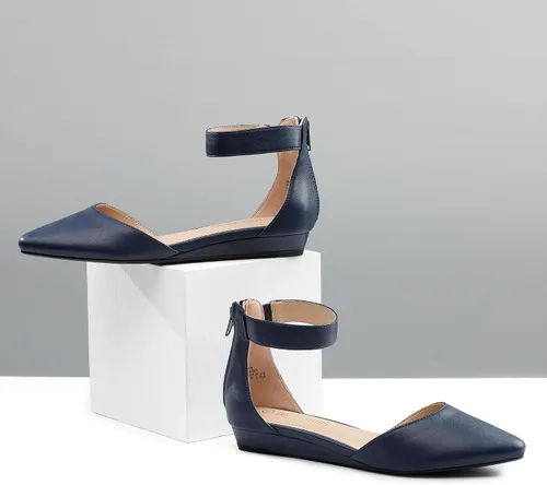 Vista 4 de Dream Pairs Zapatos de mujer con correa para tobillo, tacón bajo de cuña