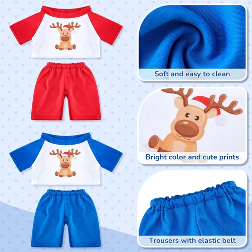 Vista 6 de Civaner Paquete de 2 Ropa de Oso Azul y Rosa, Se Adapta a la Mayoría de Osos de Peluche de 12-16 Pulgadas, Pijamas de Animales de Peluche, Juguetes