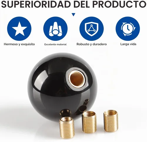 Vista 3 de Mango de palanca de cambios para automóvil, bola de billar de 2.16 pulgadas, perilla de palanca de cambios manual en forma de 8 con adaptadores