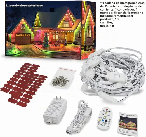 Vista 8 de Luces permanentes para exteriores de 50 pies con 30 luces LED RGB inteligentes, control remoto, aplicación/control remoto, impermeable IP67