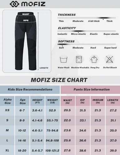 Vista 7 de MoFiz Pantalones de esquí de nieve impermeables para niños, pantalones de snowboard de forro polar cálido para niñas, cintura elástica, pantalones