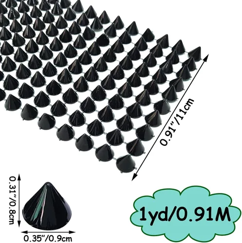 Vista 2 de 1 yarda Coser en Spike Stud Remache de espalda plana Punk Rock Trim Cinta de malla Artesanía (negro)