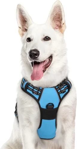 Vista 34 de Eagloo Arnés para perro pequeño, sin tirones, chaleco de servicio con tiras reflectantes y asa de control, ajustable y cómodo para caminar, arnés