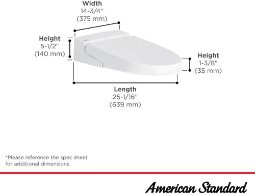 Vista 7 de American Standard 8017A60GRC-291 Advanced Clean 100 SpaLet Asiento de bidé, color blanco alabastro