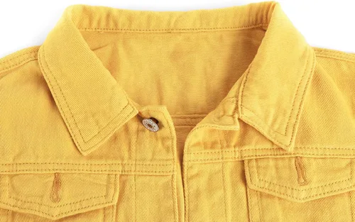Vista 4 de utcoco Chaqueta vaquera recortada para mujer, de manga larga, casual, con botones