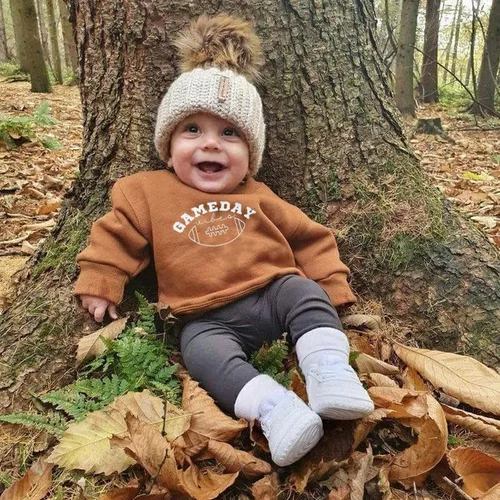 Vista 2 de Conjunto de 2 piezas de sudadera de manga larga con cuello redondo y letras de calabaza para niños pequeños