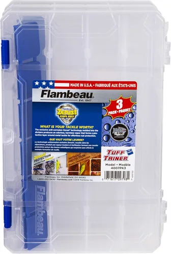 Vista 2 de Flambeau Outdoors 4007PK3 Cajas de aparejos de pesca, paquete de 3, incluye 36 divisores, caja de aparejos transparente, organizador de señuelos