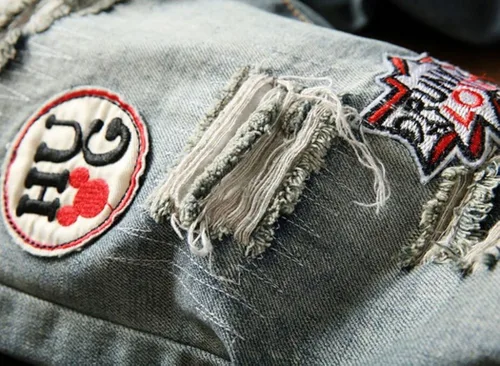 Vista 6 de Jeans rasgados de moda para hombre con parches