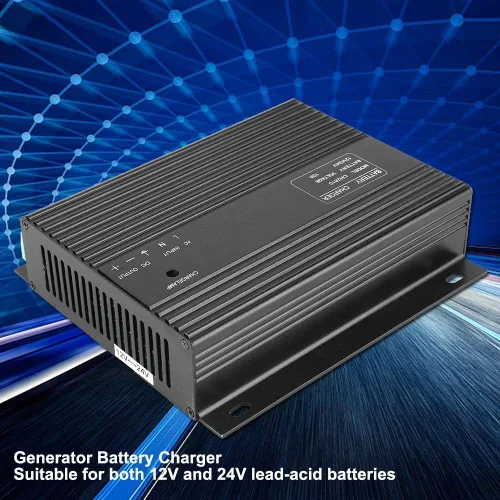 Vista 2 de Cargador de batería del generador, 12V/24V 10A Generador Genset Cargador de batería inteligente para motocicletas automotrices del coche