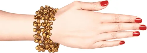 Vista 4 de Efulgenz Boho Vintage Antiguo Tribal Indio Oxidizado Bell Charm Pulsera Pulsera Conjunto Joyería para Mujer