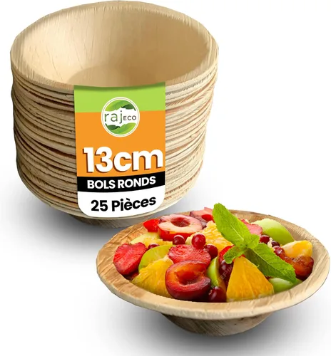 Vista 10 de Raj Unique Collection 7.5" Cuencos redondos de hoja de palma, mejores que cuencos de bambú y papel, desechables, compostables, biodegradables