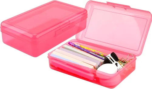 Vista 9 de Estuche para lápices, caja para lápices, estuche transparente para lápices, paquete de 3 estuches de plástico para lápices, estuche para lápices