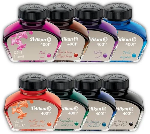 Vista 9 de Tinta embotellada Pelikan color negro brillante para plumas estilográficas, 30 ml (4001)