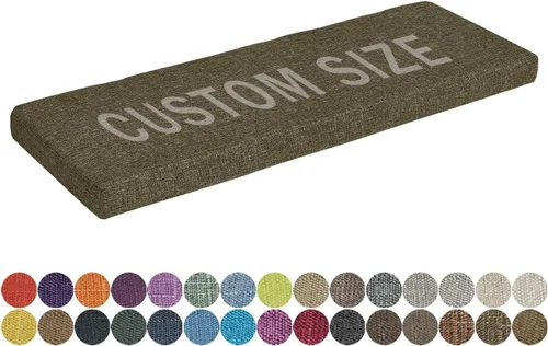 Vista 33 de Cojín de banco de tamaño personalizado, 30 colores, cojín de asiento de ventana panorámica, espuma gruesa de tapicería de 1.18 pulgadas, 1.97