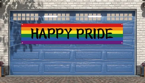 Vista 4 de Nepnuser Cartel de Feliz Orgullo al aire libre del mes del orgullo LGBTQ + cartel de decoración de jardín para patio delantero