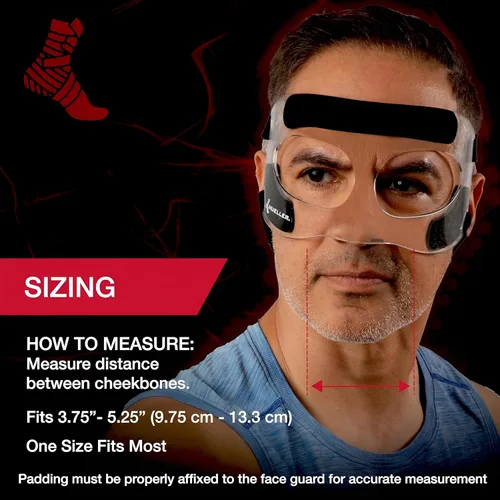 Vista 3 de MUELLER Máscara facial de medicina deportiva para hombres y mujeres, protector facial transparente ajustable, protección de nariz y mejillas