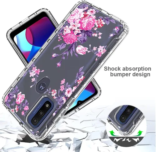 Vista 7 de Funda para Moto G Pure 2021 con protector de pantalla de vidrio templado, cuerpo completo, a prueba de golpes, transparente, suave, delgada, funda
