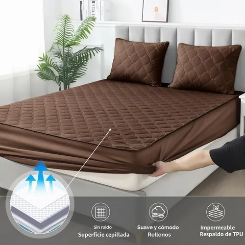 Vista 3 de Protector de colchón impermeable – Protector de colchón tamaño King silencioso y estilo de sábana bajera Protección completa de cama para niños