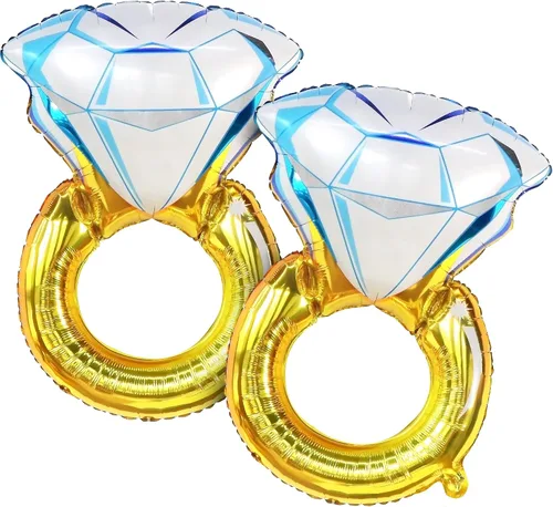 Vista 14 de KatchOn, Lindo Globo de Anillo de Diamante - Paquete de 4, 18 Pulgadas Decoraciones para Despedida de Soltera Globos de Anillo de Compromiso