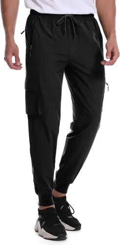Vista 4 de Mens Cargo Joggers Pants Quick Dry Lightweight Running Athletic Workout Cargo Hiking Pants Casual Pants