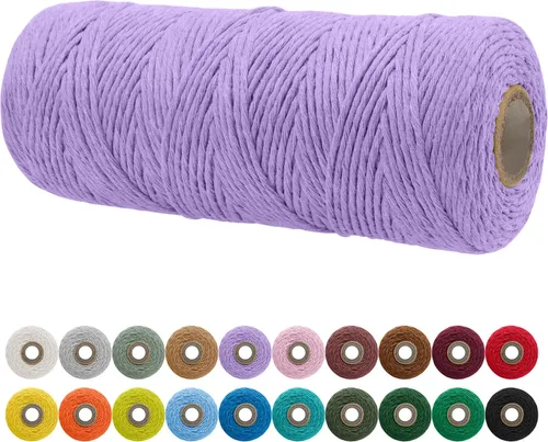 Vista 35 de JeogYong Cordón de macramé de un solo hilo 3 mm x 109 yardas (328 pies) Cuerda de algodón suave Hilo de macramé de 3 mm, suministros de macramé