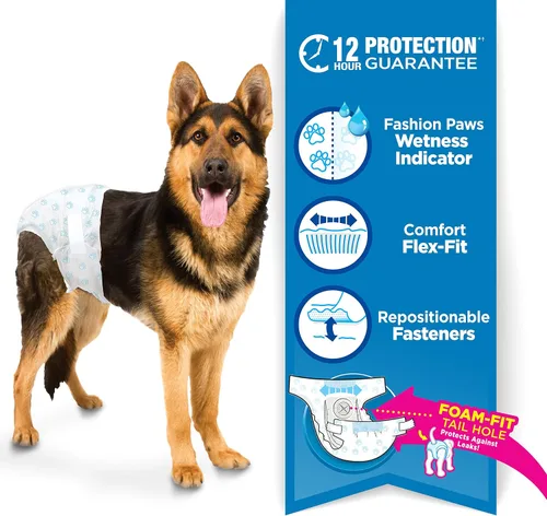 Vista 3 de Four Paws Wee-Wee - Pañales de entrenamiento para perros desechables y ajustables, superabsorbentes, protección a prueba de fugas para perros