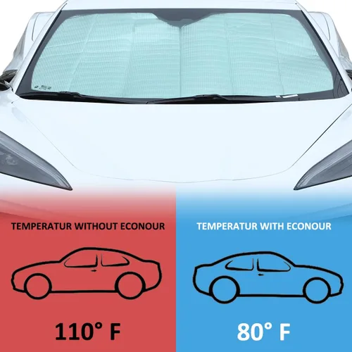 Vista 4 de Parasol para parabrisas de automóvil compatible con Corvette C8, protección UV, protector térmico, papel de aluminio, polietileno y algodón, 1