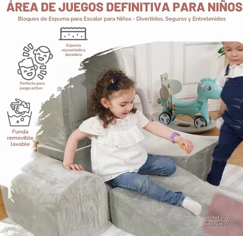 Vista 4 de Bloques de escalada de espuma para niños pequeños, juego suave de interior para bebés, funda de terciopelo y espuma viscoelástica de alta densidad