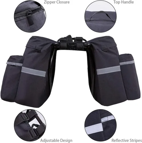 Vista 4 de Bolsa de Alforja para Bicicleta - Bolsa de Bicicleta de 30L con Borde Reflectante, Resistente al Agua, Bolsas de Asiento Trasero para Bicicleta
