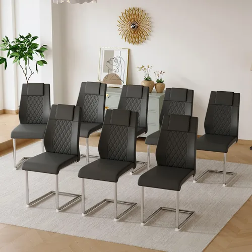 Vista 21 de gopop Juego de 4 sillas de comedor, modernas sillas de cocina y comedor con patas de metal galvanizado, sillas laterales tapizadas para comedor