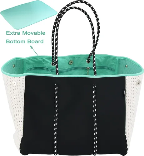 Vista 3 de QOGiR Bolsa de playa multiusos de neopreno con bolsillo interior con cierre de cremallera