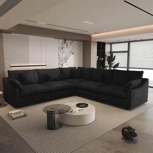 Vista 40 de WJShome Sofá Seccional Cloud Couch de 83 pulgadas para sala de estar, sofá seccional modular relleno de plumón, sofás en forma de L con otomana
