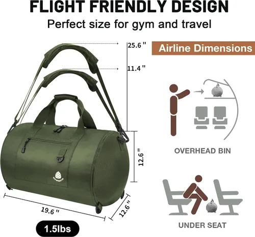 Vista 5 de Densata Bolsa de viaje de 50-70L, bolsa de lona deportiva expandible, bolsa de lona mejorada para el fin de semana durante la noche, bolsa