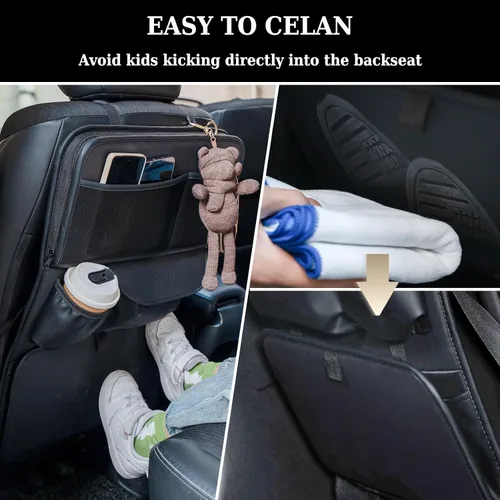 Vista 6 de Coverado Organizador para Asiento Trasero de Coche, Organizador de Asiento de Coche de Cuero Nappa con Soporte para Tableta de Pantalla Táctil