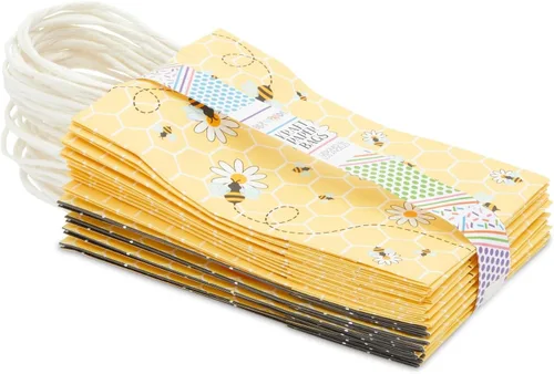 Vista 3 de BLUE PANDA Bumble Bee - Bolsas de regalo de papel para fiesta, 5.3 x 9 x 3.1 pulgadas, paquete de 24, color amarillo, bolsas de regalo con asas