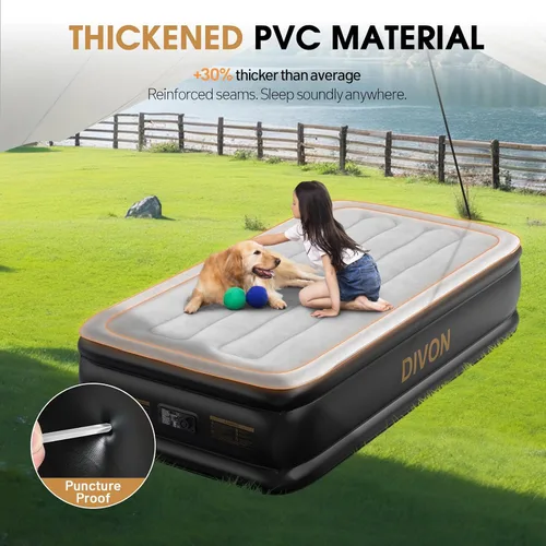 Vista 5 de DIVON Colchón de Aire Twin con Bomba Incorporada Elevado, Colchón Inflable de 18" con Diseño de Ondas, Se Infla en 2 Minutos, Colchón de Aire