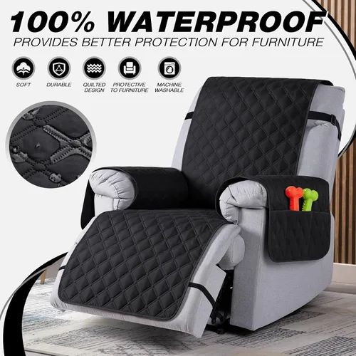 Vista 2 de TAOCOCO Fundas reclinables 100% impermeables, con correas para las piernas, funda de sofá reclinable reversible para silla reclinable, protector