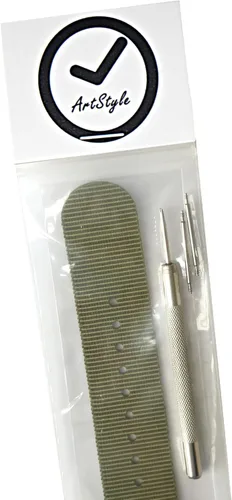 Vista 7 de ArtStyle Correa para reloj, de nylon, colorida, con hebilla pulida resistente. Verde Armada (ArmyGreen)