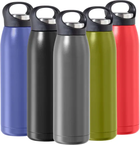 Vista 13 de OGGI Freestyle - Botella de agua aislada de acero inoxidable, doble pared aislada al vacío, termo de viaje, 23 onzas (23.0 fl oz), color negro