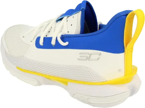 Vista 2 de Under Armour Curry 7 - Tenis de baloncesto para niños preescolares 3022114-100, BlancoNegroRojo