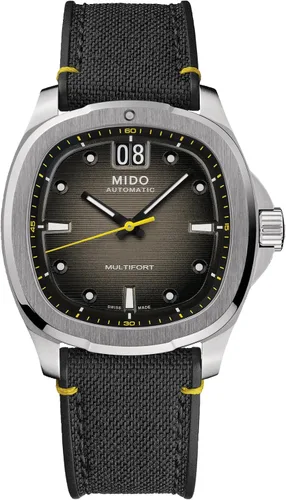 Vista 6 de MIDO Multifort TV Big Date - Reloj suizo automático para hombres - Caja de 40mm con respaldo transparente Verde sobre acero inoxidable
