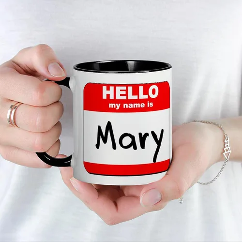 Vista 5 de CafePress Taza de café de cerámica con texto en inglés «Hello My Name Is Mary», de 11 oz (11.0 fl oz)