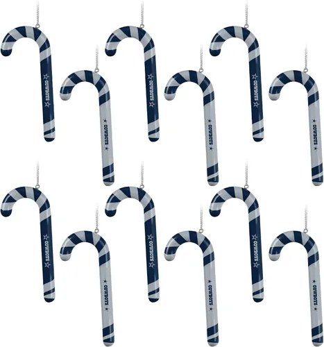 Vista 16 de NFL Team Logo 12 Pack Candy Cane Ornament Set