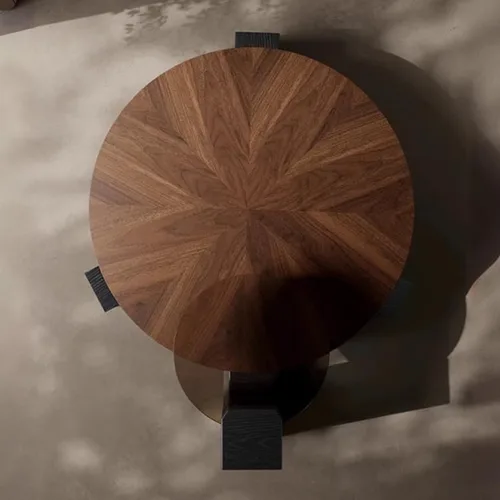 Vista 5 de LITFAD - Juego de mesa de centro redonda anidable, mesa central circular de madera