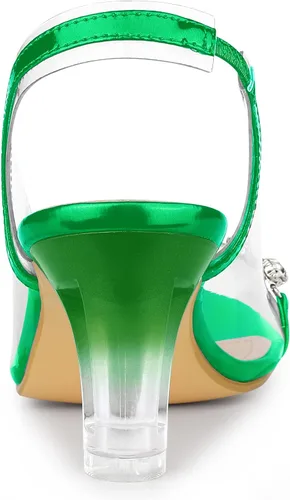 Vista 4 de Allegra K Sandalias de tacón con punta abierta y diamantes de imitación transparentes para mujer