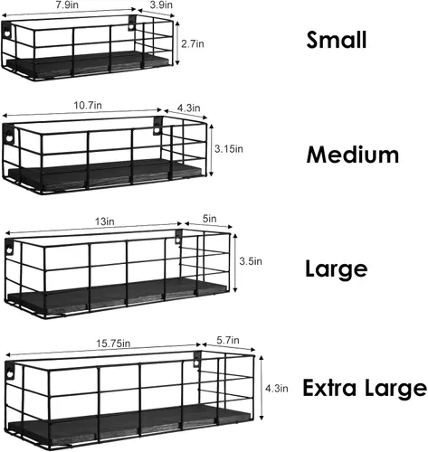 Vista 3 de Fixwal - Juego de 4 estantes flotantes - Estantes colgantes montados en la pared para sala de estar, cocina, dormitorio y baño - Almacenamiento Negro