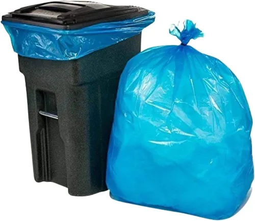 Vista 8 de Plasticplace Bolsas de reciclaje de 12-16 galones │ 1.2 mil │ Revestimientos para botes de basura azules con logotipo │ 24 x 31 pulgadas